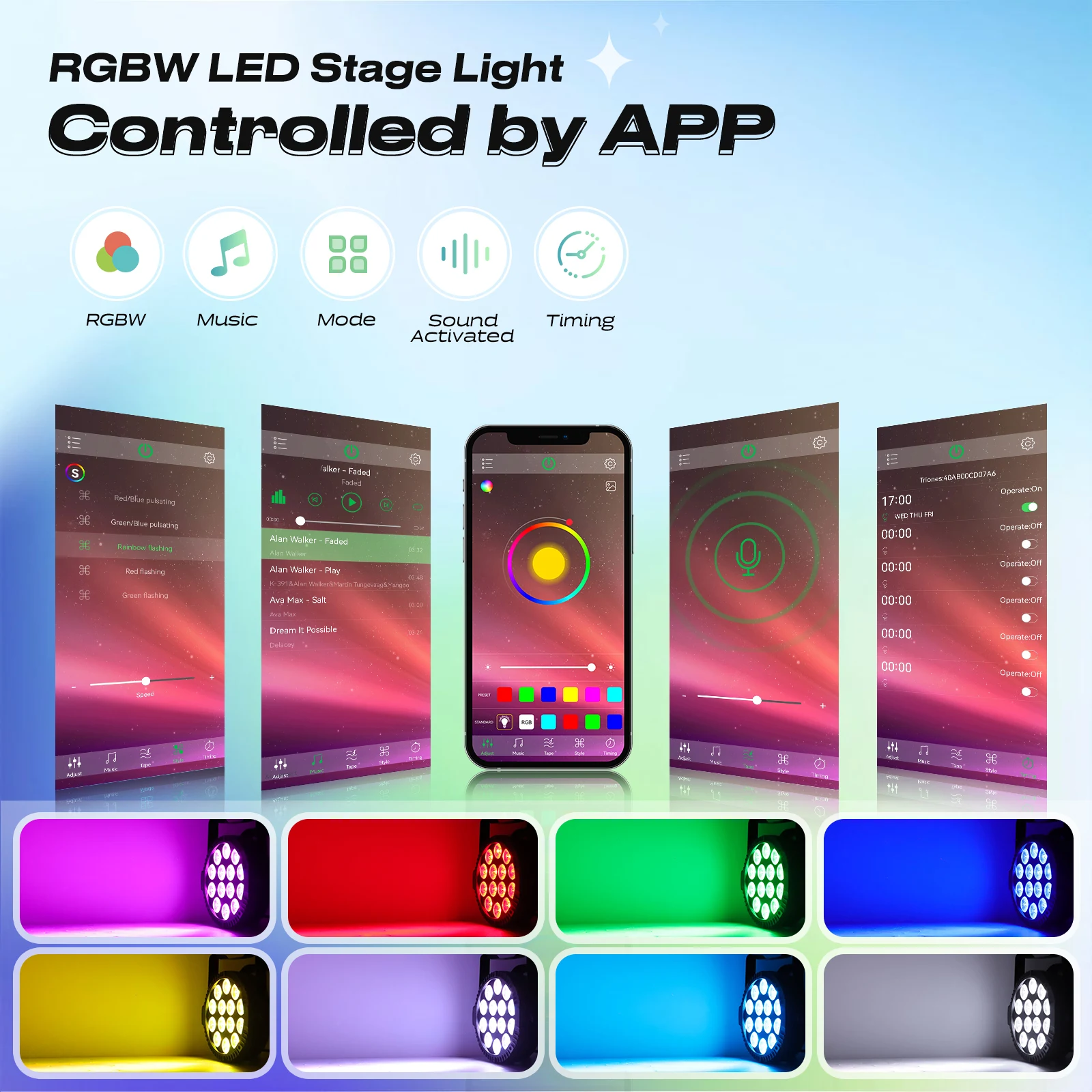 20 Вт Par Light 14LED RGBW 4-в-1 Сценические светильники HOLDLAMP Смешивание цветов для Вечернего DJ-Диско-Шоу с управлением приложением Изображение 5