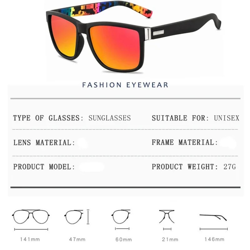 2023 Новые Поляризованные Солнцезащитные очки UV400, Женские спортивные очки для велоспорта на открытом воздухе, Модные очки, Классические Квадратные Мужские Солнцезащитные очки Изображение 5