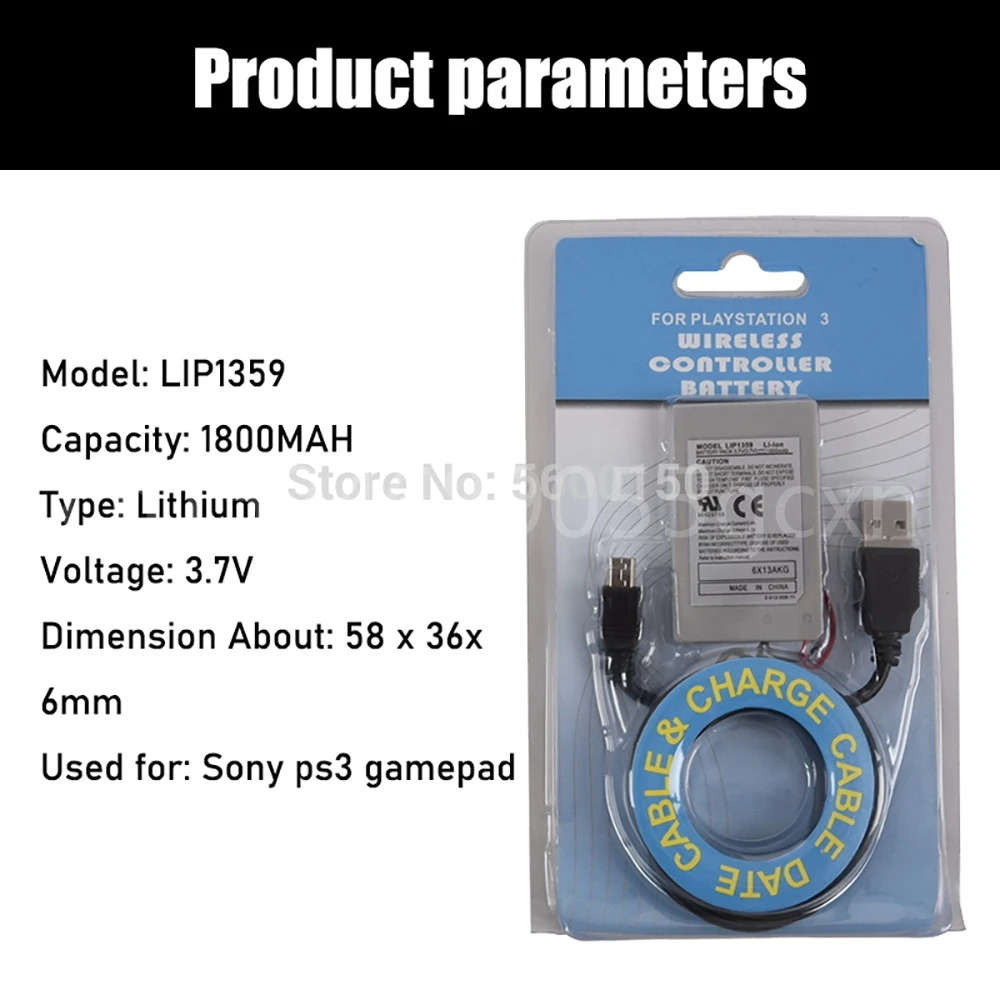 3,7 В 1800 мАч LIP1359 Литиевая Батарея с USB-Кабелем для Sony PS3 PlayStation3 PS3 Беспроводной Контроллер Перезаряжаемый Batteria Изображение 5