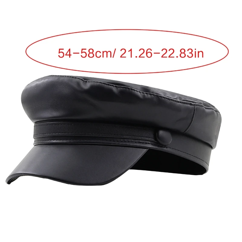 MXMB Британская восьмиугольная шляпа из искусственной кожи для взрослых, уличная ветрозащитная французская шляпа, модная шляпа Изображение 5
