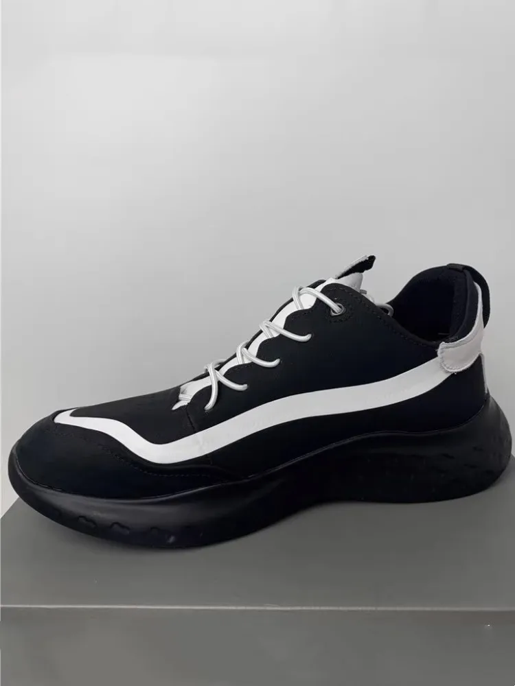 Весенне-осенние мужские кроссовки для бега из натуральной кожи на шнуровке, обувь на толстой подошве, кроссовки для бега трусцой, Новая спортивная обувь для мужчин Изображение 5