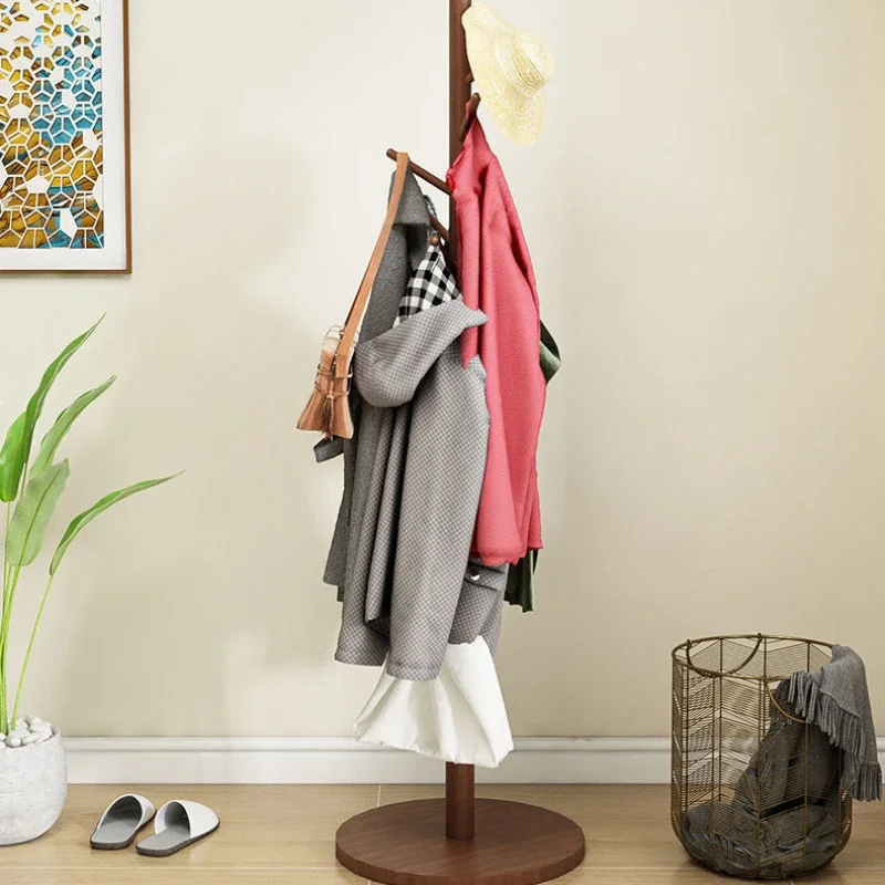 Вешалка для пальто и шляп из массива дерева От пола до потолка, вертикальная вешалка для одежды в спальне, бытовой комнате, вешалка для сумок, простые вешалки-подставки Изображение 5