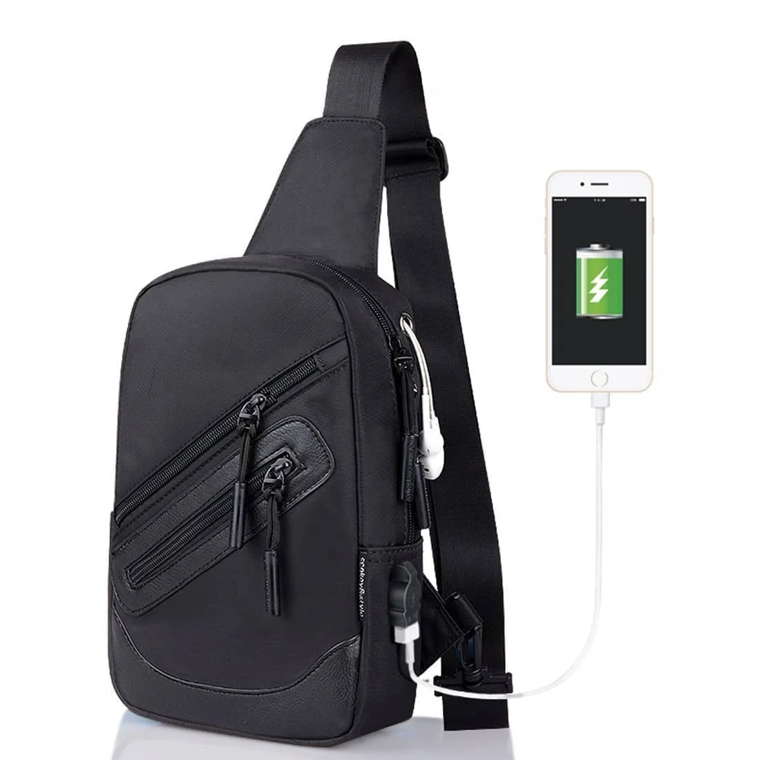 для МАРСЕЛЯ АКСИНО B81 (2023), поясной рюкзак, сумка через плечо, нейлон, совместимый с электронной книгой, планшетом - черный Изображение 5