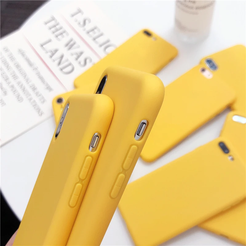 Желтый Матовый Чехол Для Телефона Samsung Galaxy A7 A9 A6 A8 Plus A5 2017 2018 A750 Силиконовый Чехол Сплошной Цвет Мягкий Чехол из ТПУ Изображение 5