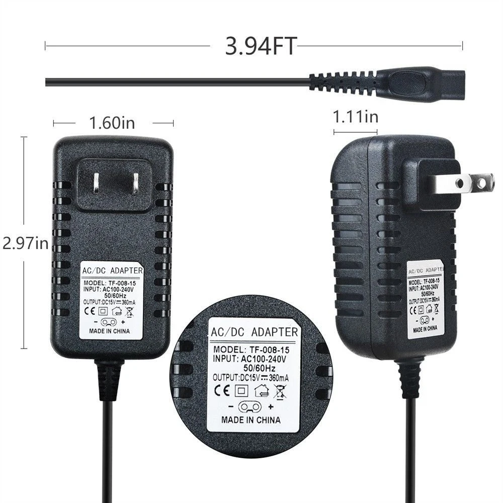 Зарядное устройство для Адаптера питания Бритвы 5.4 Вт 15 В/0.36 А для Бритвы HQ8505 AT790 AT810 (штепсельная вилка США) Изображение 5