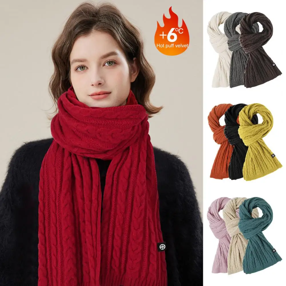 Незаменимый для погоды Уютный вязаный зимний шарф со скрученной текстурой, Ветрозащитная защита шеи для женщин, мягкая, толстая, эластичная. Изображение 5