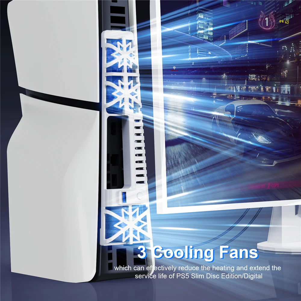 Охлаждающий вентилятор для игровых аксессуаров PS5 slim со светодиодной подсветкой Изображение 5