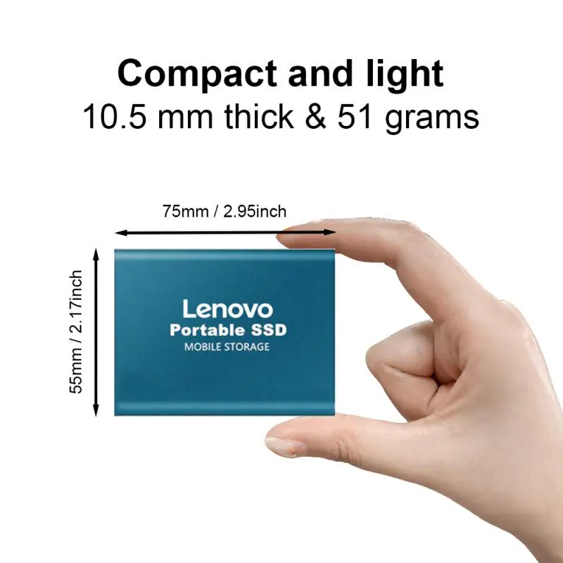 Портативный высокоскоростной SSD-накопитель Lenovo 64 ТБ, мобильные твердотельные диски, мобильные жесткие диски USB 3.1, внешний накопитель Decive для ноутбука Notebo Изображение 5