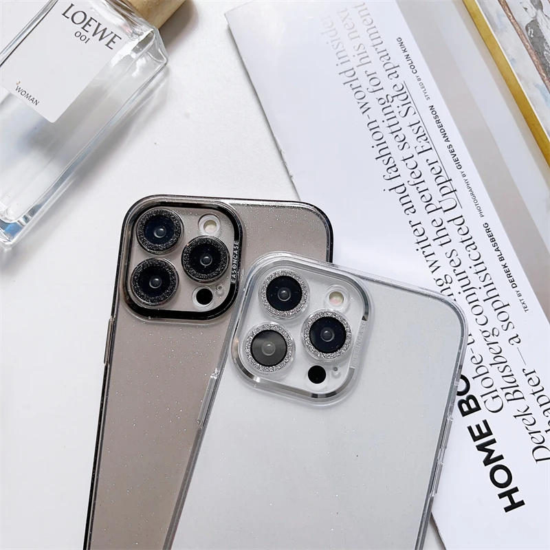 Роскошный чехол с блестящими кристаллами и бриллиантами для iPhone 14 13 12 ProMax 14 Plus, защита объектива, Противоударный бампер, прозрачная бронированная крышка Изображение 5
