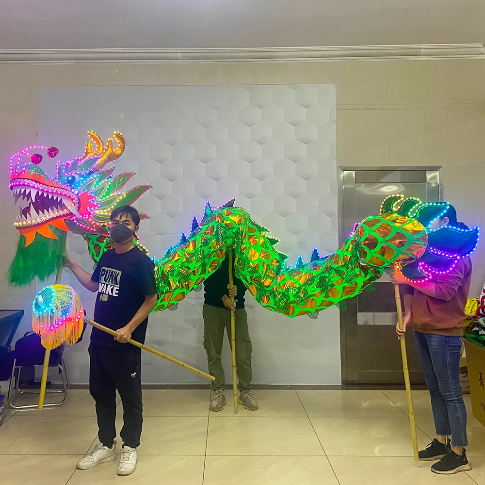 Светодиодный китайский традиционный светящийся танцевальный костюм дракона фестивальное представление светодиодный китайский танцевальный спектакль dragon dance Изображение 5