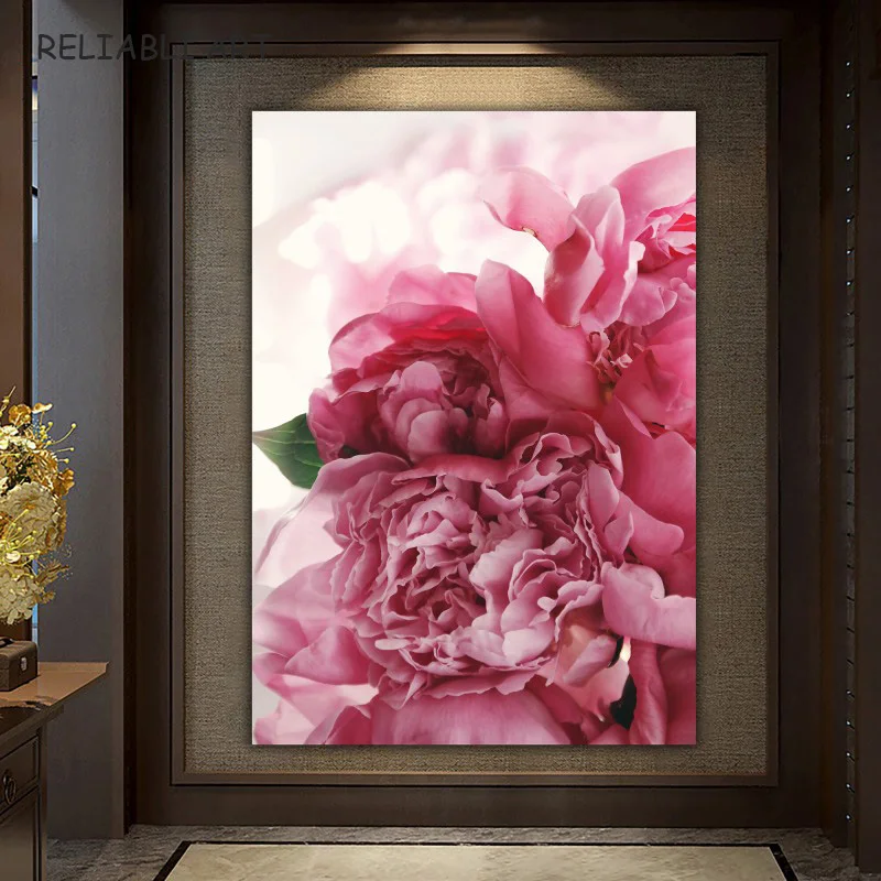Современный цветок пиона, картина на холсте, плакат и принты, настенные художественные картины для гостиной, спальни, домашнего декора Без рамки Изображение 5