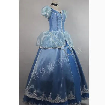 Новый стиль Синего костюма принцессы Золушки Платье для взрослых женщин Косплей Костюм на Хэллоуин