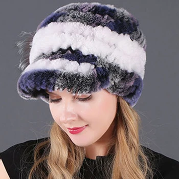 Женская зимняя теплая шапка ручной работы из натурального меха Пончо, модная женская шапка, женская кепка с козырьком