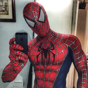Классический костюм Человека-паука Рэйми Косплей Костюм Человека-паука из Спандекса с 3D принтом на Хэллоуин Косплей Боди Супергероя Зентаи Костюмы