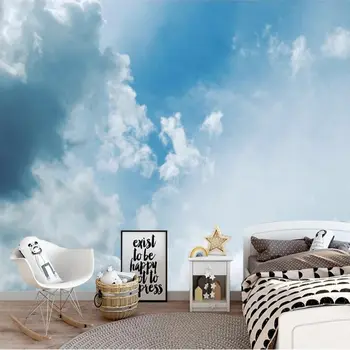 wellyu Пользовательские обои 3d красивое маленькое свежее голубое небо белое облако небесный фон стены гостиной спальни фреска 3d фотообои