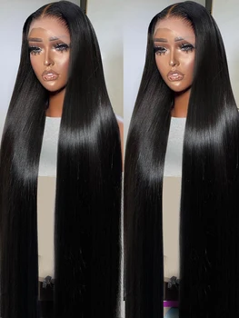 13 × 4 прямых кружевных передних парика из человеческих волос HD Кружевные передние парики 28 дюймов 180% Бразильских натуральных человеческих волос для чернокожей женщины