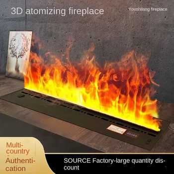 3D-имитация пламени в камине с распылением, интеллектуальный электронный камин, встроенный увлажнитель воздуха, 7-цветная модель голосового управления
