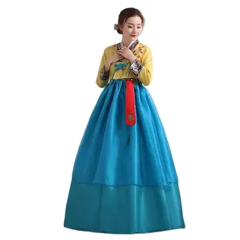 Азиатский костюм Корейская Традиционная Женская одежда Вечернее платье для вечеринки Сценическая одежда для национальных народных танцев Винтажный Вышитый Ханбок