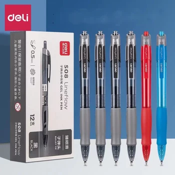 6шт Deli S128 / S08 Нажимная нейтральная ручка-пуля 0,5 мм Студенческие принадлежности