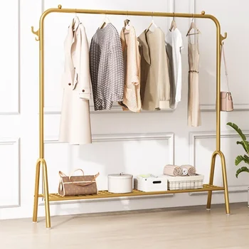 Подвесная Золотая вешалка для одежды, экономящая место, Эстетичная Минималистичная Металлическая вешалка для ткани, подставка для хранения мебели для прихожей