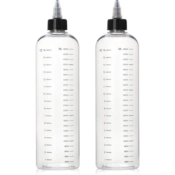 5шт 500 мл Прозрачных пластиковых градуированных бутылочек с закручивающейся крышкой, Контейнеры для образцов жидкости многоразового использования, Чернила, Масла, Краска для волос, бутылки для воды