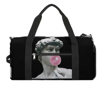 Спортивная сумка David Statue, спортивная сумка с большой жевательной резинкой, мужская и женская водонепроницаемая сумка с рисунком, сумка для фитнеса с графическим рисунком