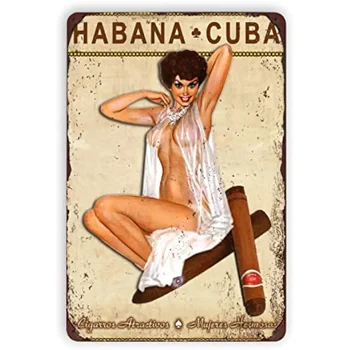 Металлические знаки с сигарами, винтажный декор стен Habana Pin Up Girl для дома, магазина, мужской пещеры, бара, гостиной, Гаража, ретро-жестяная табличка