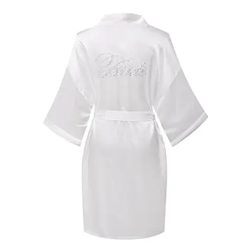 Халат невесты Юката, атласная ночная рубашка, свадебное платье, прозрачные стразы, халаты с надписью подружке невесты, халат для взрослой женщины, пижама