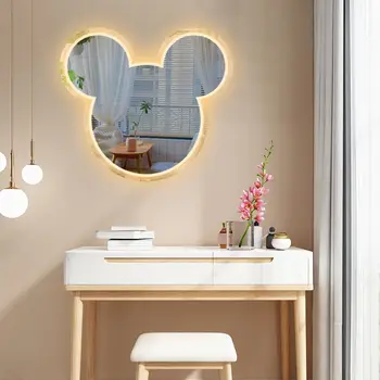 Зеркало для мыши, светодиодная неоновая вывеска, акриловое милое зеркало с регулируемой яркостью, неоновые вывески для декора стен, USB-зеркальная неоновая подсветка для комода в спальне