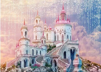 JMINE Div 5D Золушка-Синий Замок Принцессы С Блестящим Цветком, Полные наборы для Алмазной живописи, Художественная Мультяшная 3D краска с бриллиантами