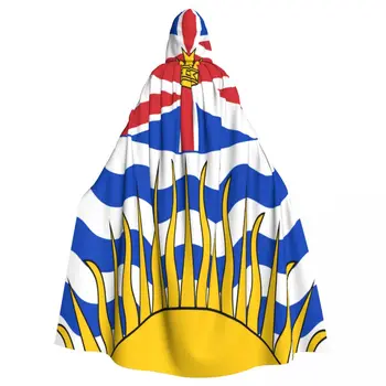 Унисекс Взрослый Плащ с Флагом Британской Колумбии с капюшоном, длинный Костюм Ведьмы для косплея
