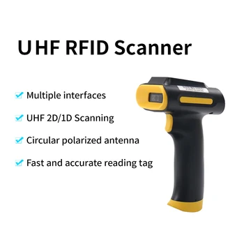 Портативный Ручной Инвентарный Сканер FONKAN 860-960 МГц RFID UHF Считыватель 2D Портативного кода штрих-кода QR-кода для сбора данных