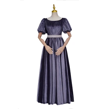 Винтажное платье эпохи Возрождения, историческое женское платье, вельветовое платье Викторианского регентства с высокой талией, платье для чаепития Джейн Остин