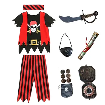 Пиратский костюм для мальчиков, Капитан Джек, Пиратский Игрушечный костюм, Набор для Хэллоуина, Детский Приключенческий костюм, Винтажные Пиратские аксессуары
