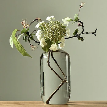 Креативная прозрачная стеклянная ваза Японская домашняя цветочная композиция Художественная ваза для столешницы Украшение дома