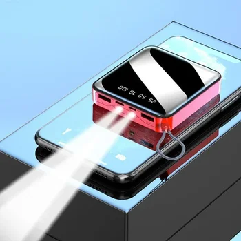 Мини-банк питания 30000mAh с быстрой зарядкой с цифровым дисплеем фонарика Портативное внешнее зарядное устройство для iPhone и Android