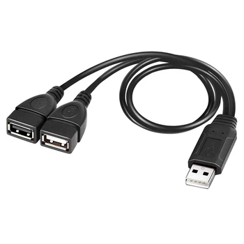 Кабель-разветвитель USB, кабель зарядного устройства USB 2.0 A с разъемом для подключения двух USB-разъемов Y-разветвителя