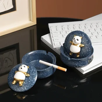 Креативная, милая и забавная модель Маленькой панды, пепельница, поделки из смолы для рабочего стола, украшения гостиной, кафе, бара
